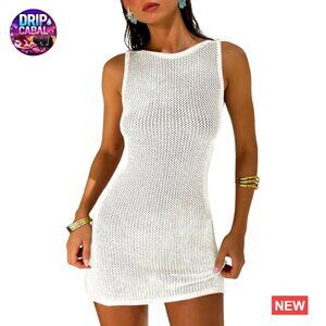 Crochet Mesh Slim Fit Swimwear Cover Up Dress